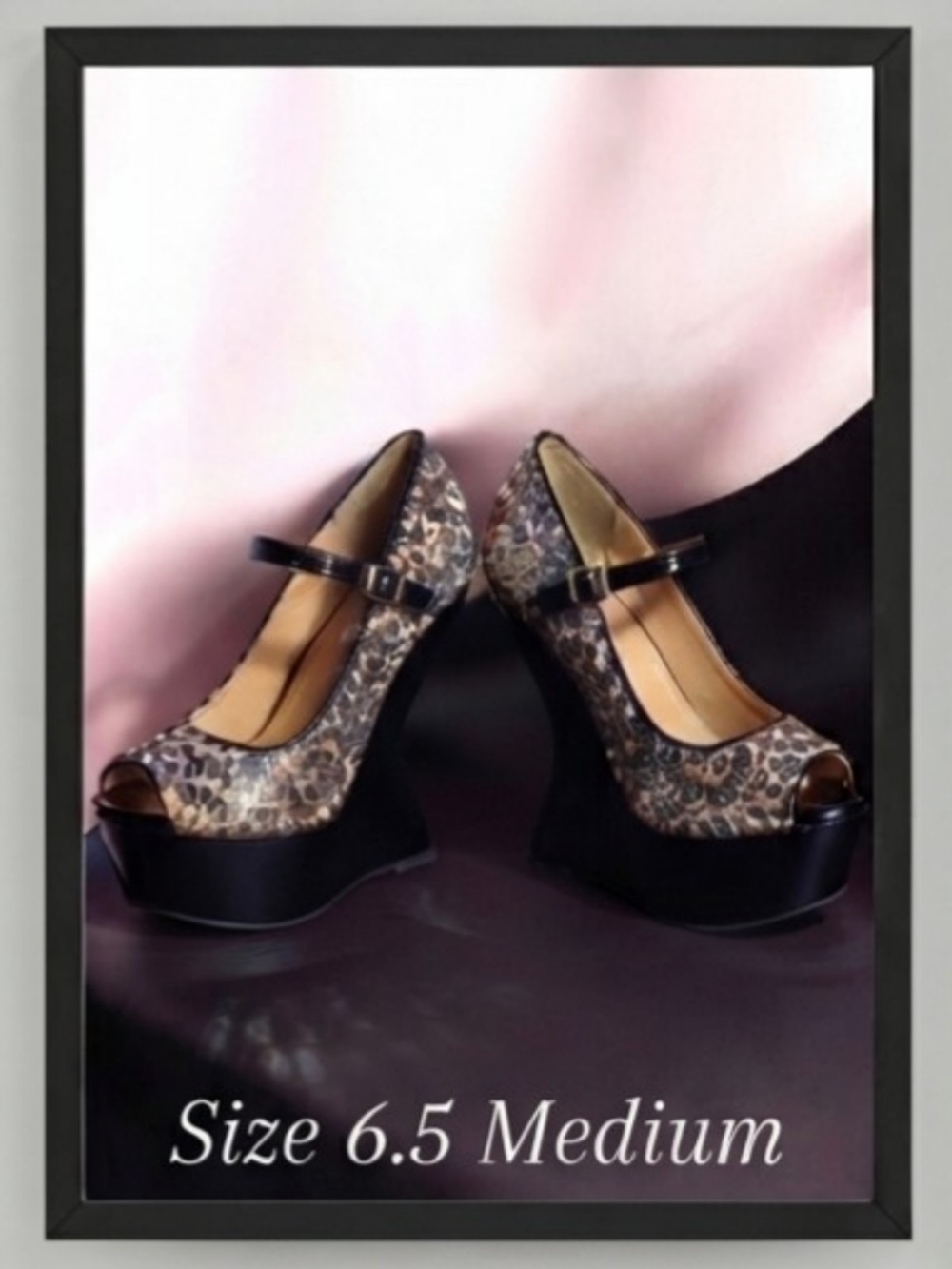 Chinese Laundry China Doll Sequin Leopard Wedge Heels Size 6.5M **
